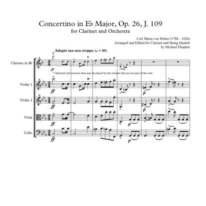 Weber Concertino arranged for Clarinet and String Quartet - Image 3