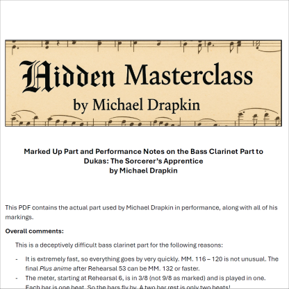 The Sorcerer's Apprentice – Annotated Bass Clarinet Part with Performance Notes by Michael Drapkin - Image 2